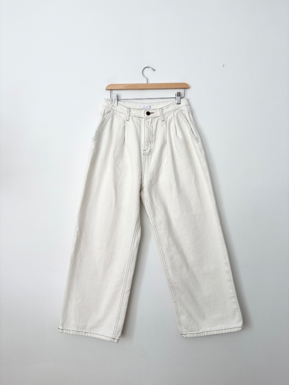 SOLD-Oak + fort pleated wide leg jeans - Picture 3 of 5
